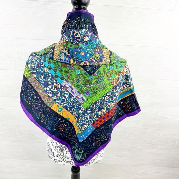 Hermes Paris Pique Fleuri de Provence Floral Patchwork Silk Scarf